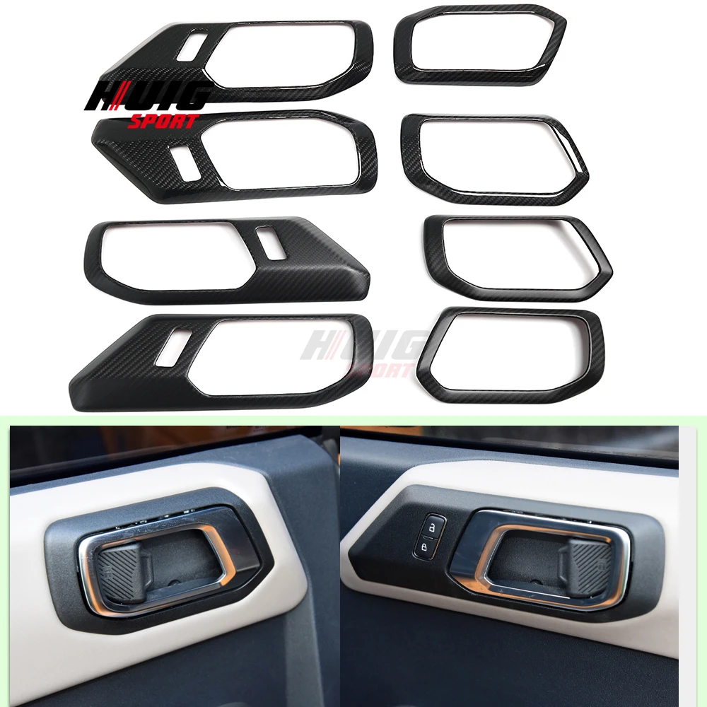 For Ford Bronco Raptor Heritage Outer Banks 2021 2022 2023 Carbon Fiber Car Interior Door Handle Panel Cover Trim Accessories