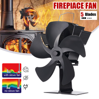 Log Burner Fan 5 Blades Wood Burning Stove Fan Heat Powered Fireplace Fan Eco Fans Environmentally Friendly Without Battery