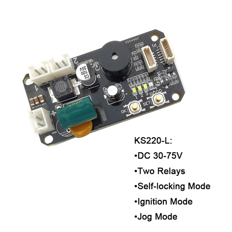 Fingerprint Access Control Board Kit Peças, Auto-Locking, Ignição, Modo Jog, Admin, Usuário, 2 Relés, KS220-L + R503, DC30-75V