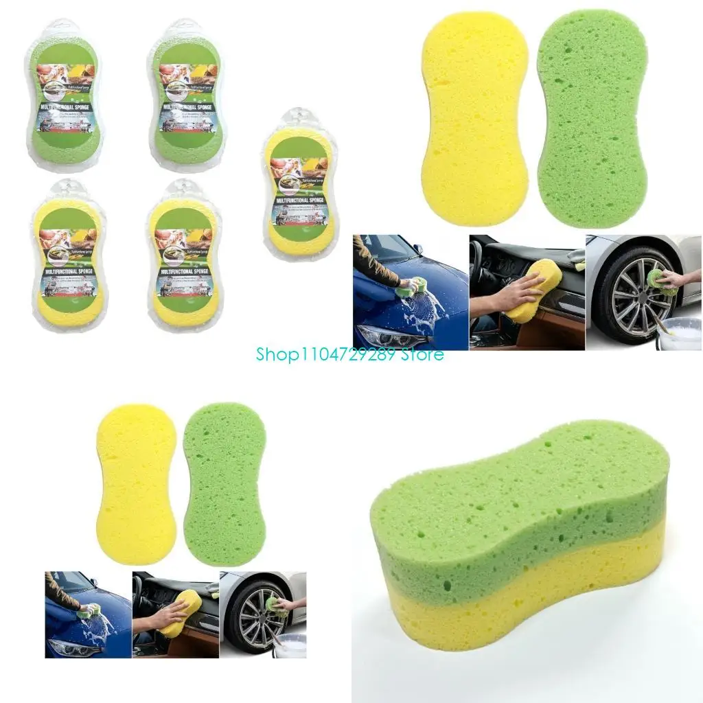 D8KE Auto Wash Sponge Set of 5, 8.27Inch Large Ergonomic Grip Sponges for Car Washing, Vehicle Body Wiping, Interior Trim