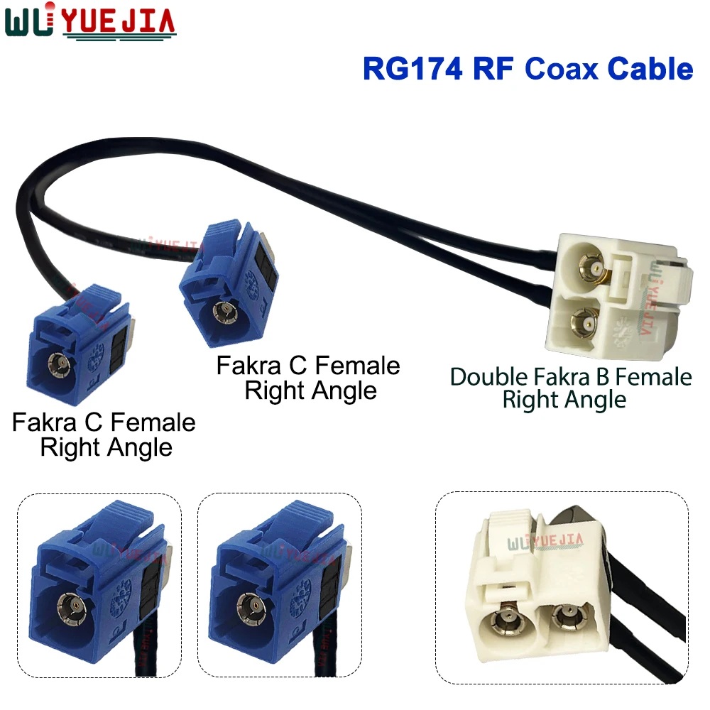 RG-174 توين فقرا بي أنثى 90 °   إلى فقرا C ذكر التوصيل + فقرا C أنثى جاك 50 أوم موصل RF اقناع تمديد كابلات البلوز ضفيرة