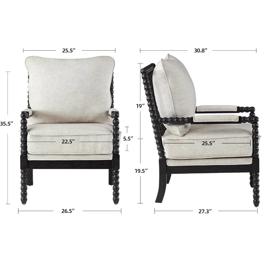 كراسي ذات لمسة مغزل من قماش الكتان، كرسي بكرة مع وسادة زنبركية عالية المرونة ومنصات مسند للذراعين، كرسي بذراعين للترفيه للغرفة