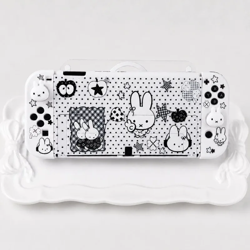 Cute Miffy Protective Case for Nintendo Switch OLED Soft Split Design Controller Cover Console Shell Housing Gaming Protection