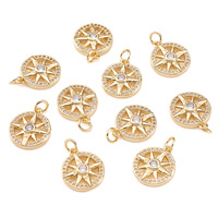 10 PCS Brass Pendants with Zirconia Star Pattern Clear Golden for Making DIY Jewelry Necklace Earring Bracelet  Charms Gifts