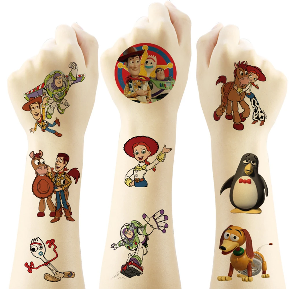 20pcs Disney Cartoon Toy Story Kids Tattoos Stickers Fake Temporary Waterproof Tattoo For Children DIY Body Face  Toys Reward