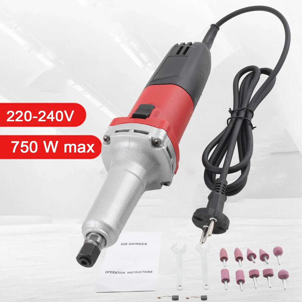 750W Elektrischer Geradschleifer, Handgehaltene Schleifmaschine mit Variabler Geschwindigkeit 0-27000 U/min, Polierwerkzeug, Mini-Fräse 6mm – Detail 10