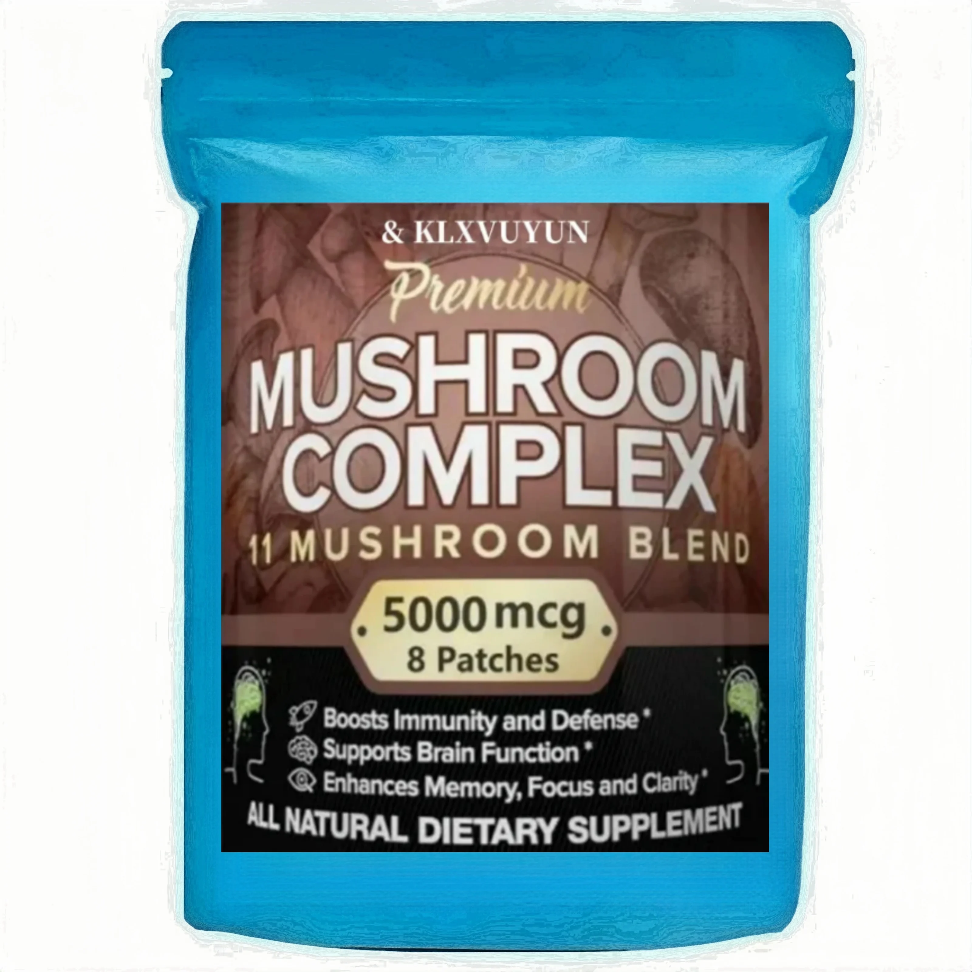 7 Blend Lions Mushroom Cordyceps, Chaga, Reishi, Turkey Tail, Maitake, Shiitake Supplement, Transdermal Patches Made In The Usa