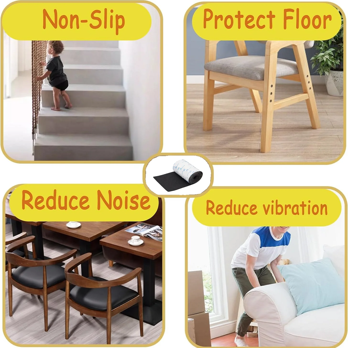 4x40 inch Non Slip pad with Sticky Backing Self Adhesive EVA  Foam Cuttable Furniture Pads -  Anti-Scratch Foam Rubb