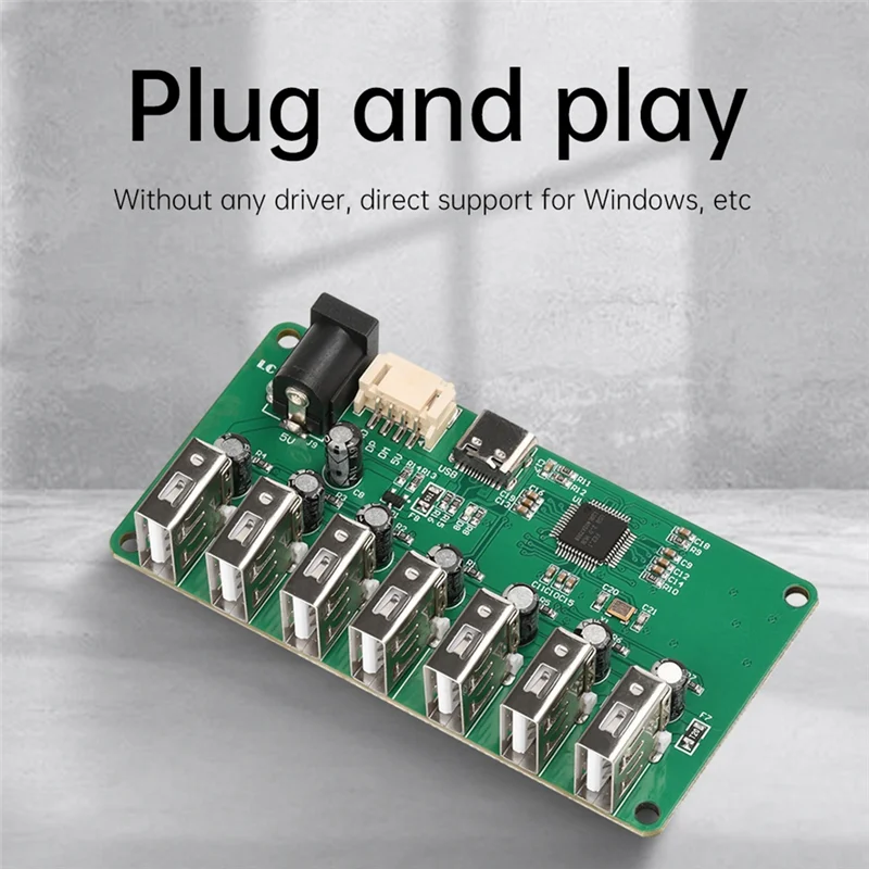 Módulo HUB USB 2.0 DC5V 1 a 7 portas USB Hub Módulo de expansão divisor de sete portas com LED 480Mbps-N36R