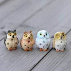 4pcs Resin Mini Owls Miniature Animals Figurines for DIY Micro Landscape Home Plants Bonsai Fairy Garden Decoration