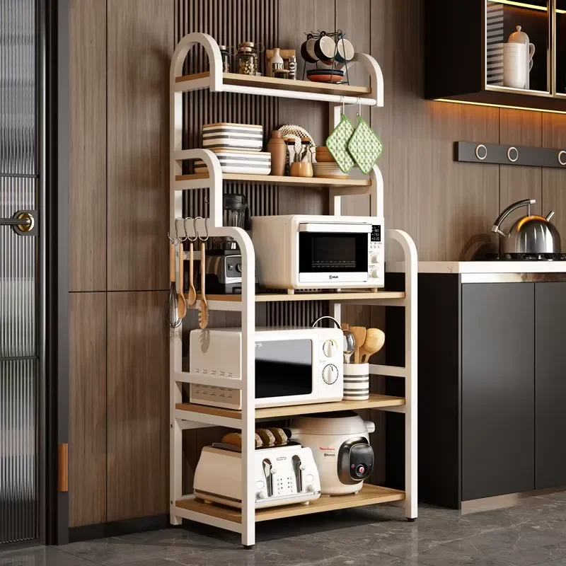 New Modern Wood Kitchen Storage Rack Multi-Functional Cabinet Oven Microwave Adjustable 10+ Shelves 2 Drawers Floor-Standing