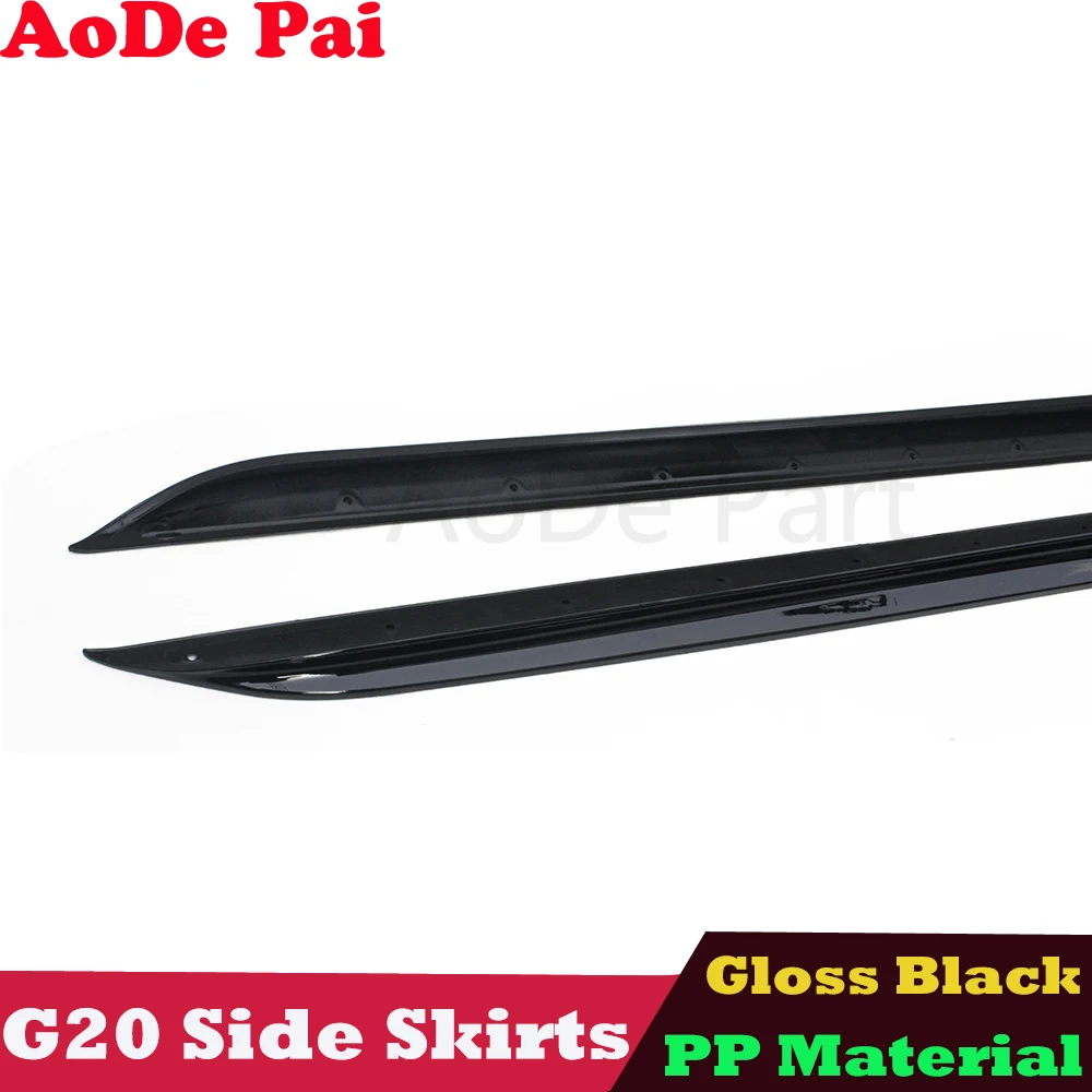 Gloss Black PP Plastic Material Side Skirts Extension For BMW 3 Series G20 G21 2018+ 318i 320i 330i