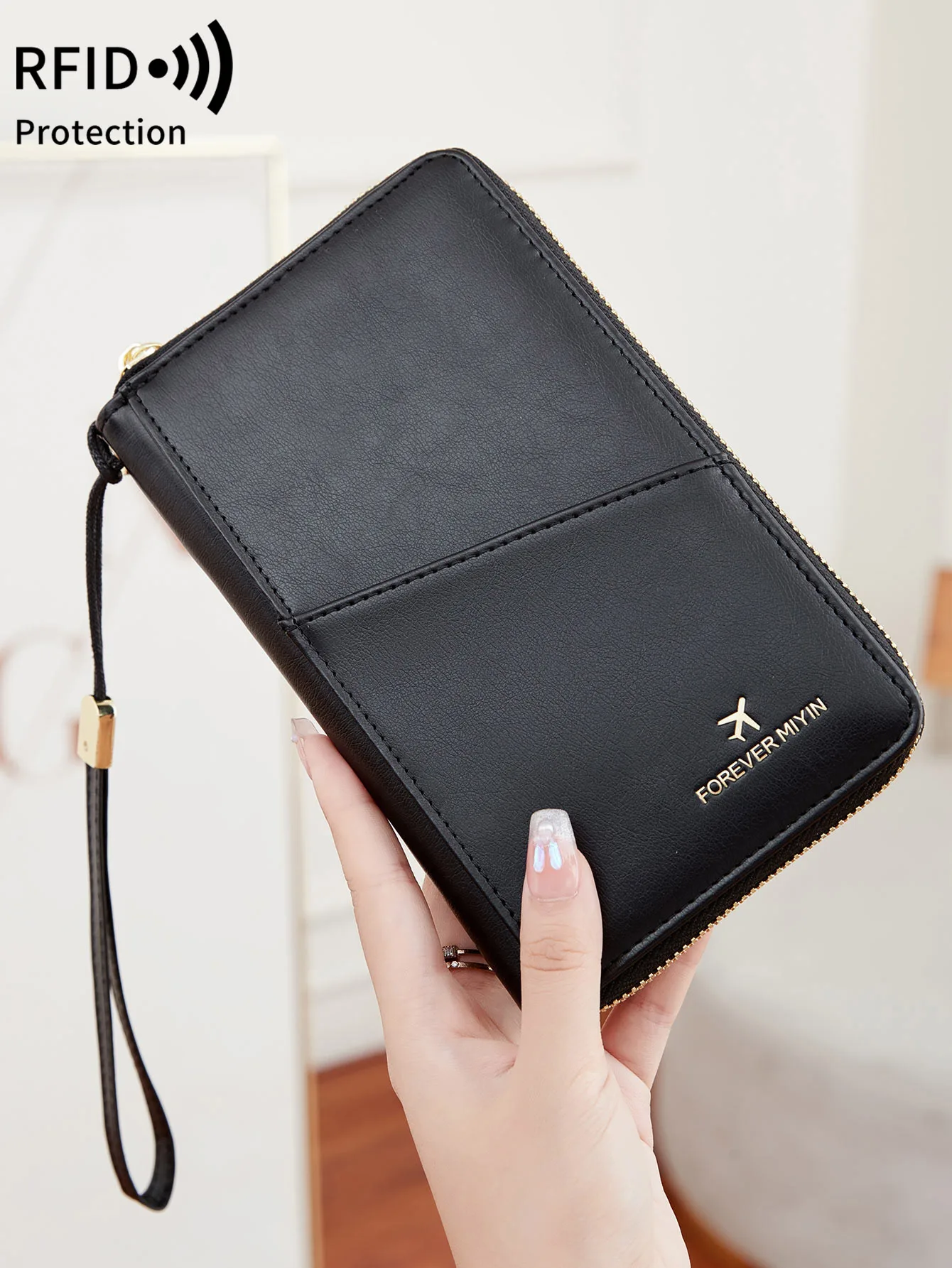 Fashionable RFID passport clip front pocket multifunctional PU leather passport cover holder passport wallet travel accessories