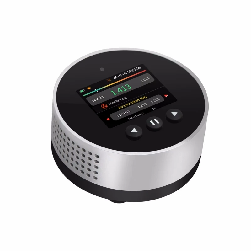 504 يومًا سجل البيانات رادون كاشف الغاز محلل مع درجة الحرارة والرطوبة متاجر LCD ملونة إنذار مسموع ومرئي