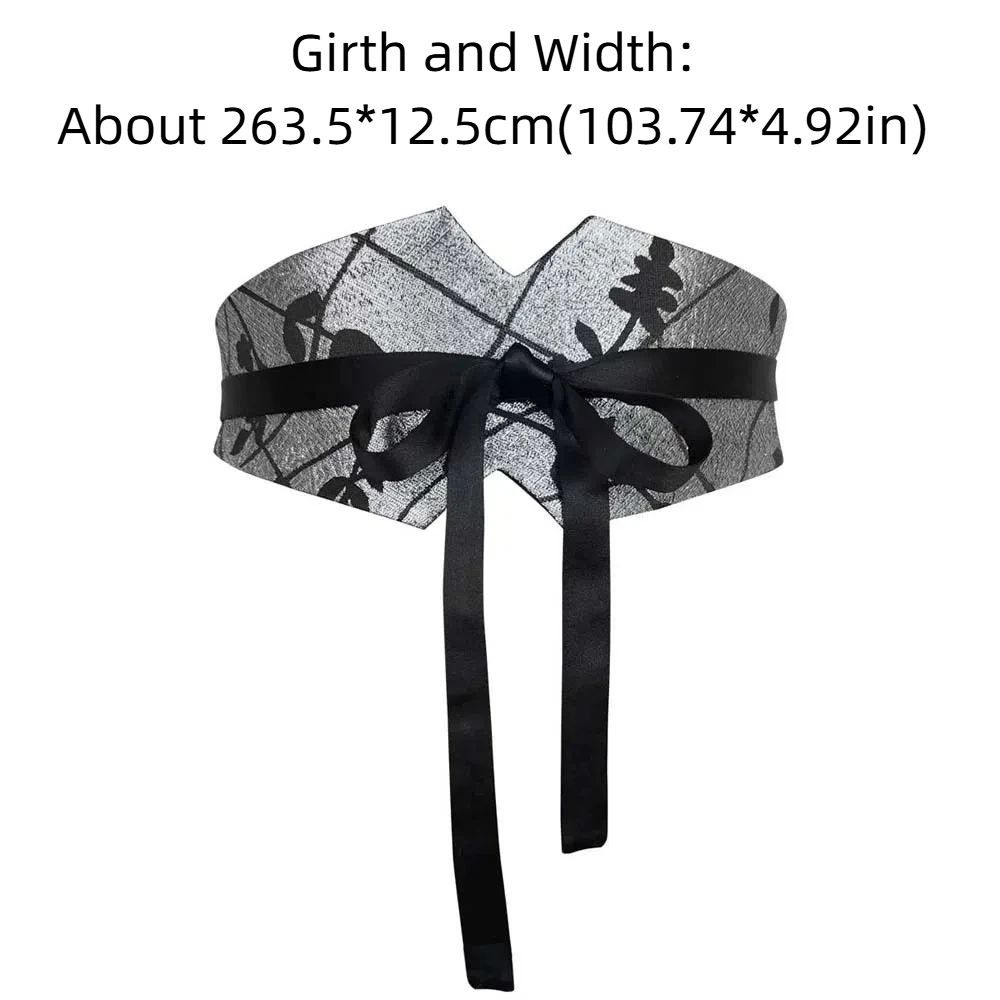 Vintage Adjustable Chinese Wide Belt Cloth Girdle Hanfu Cummerbunds Printed Skirt Accessories Retro Jacquard Waistband Women
