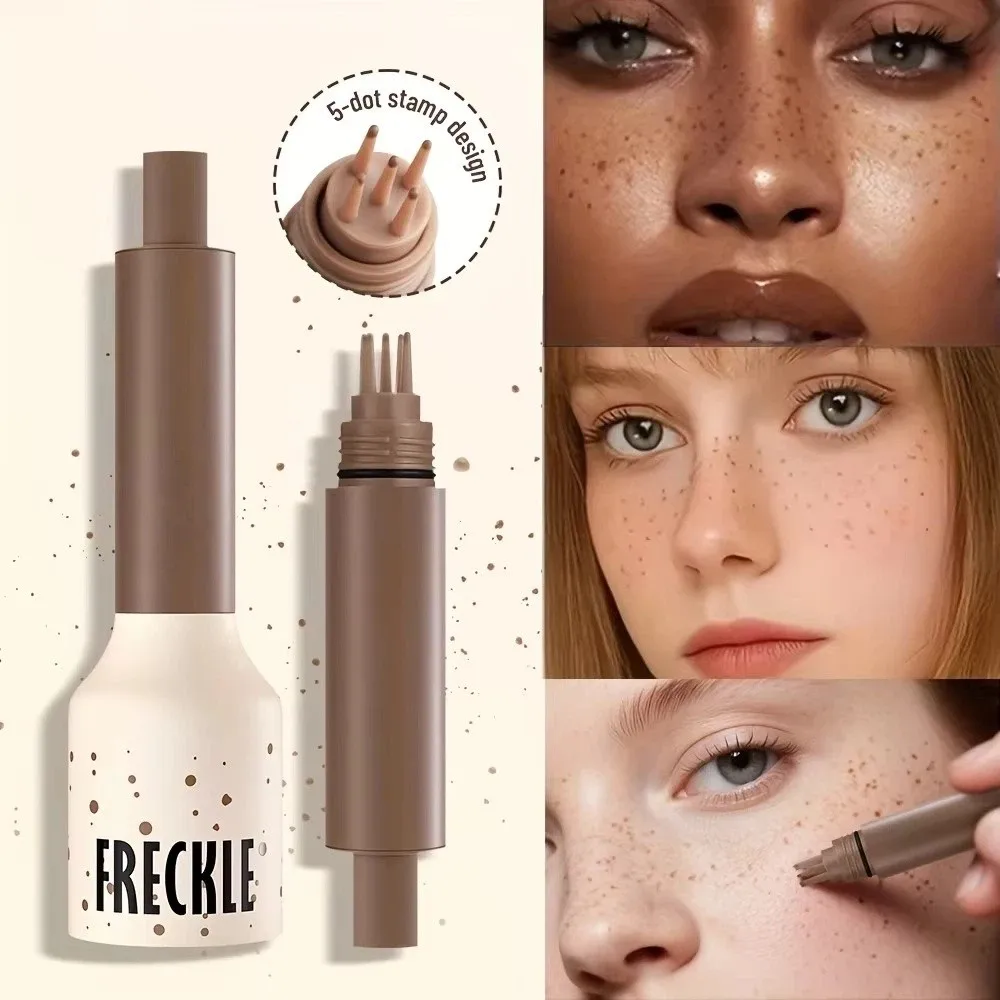 Waterproof Temporary Freckles Stamp Pen Sweatproof Light Coverage Faux Freckle Pen 5-Point Quick Dry Fake Freckles Marker
