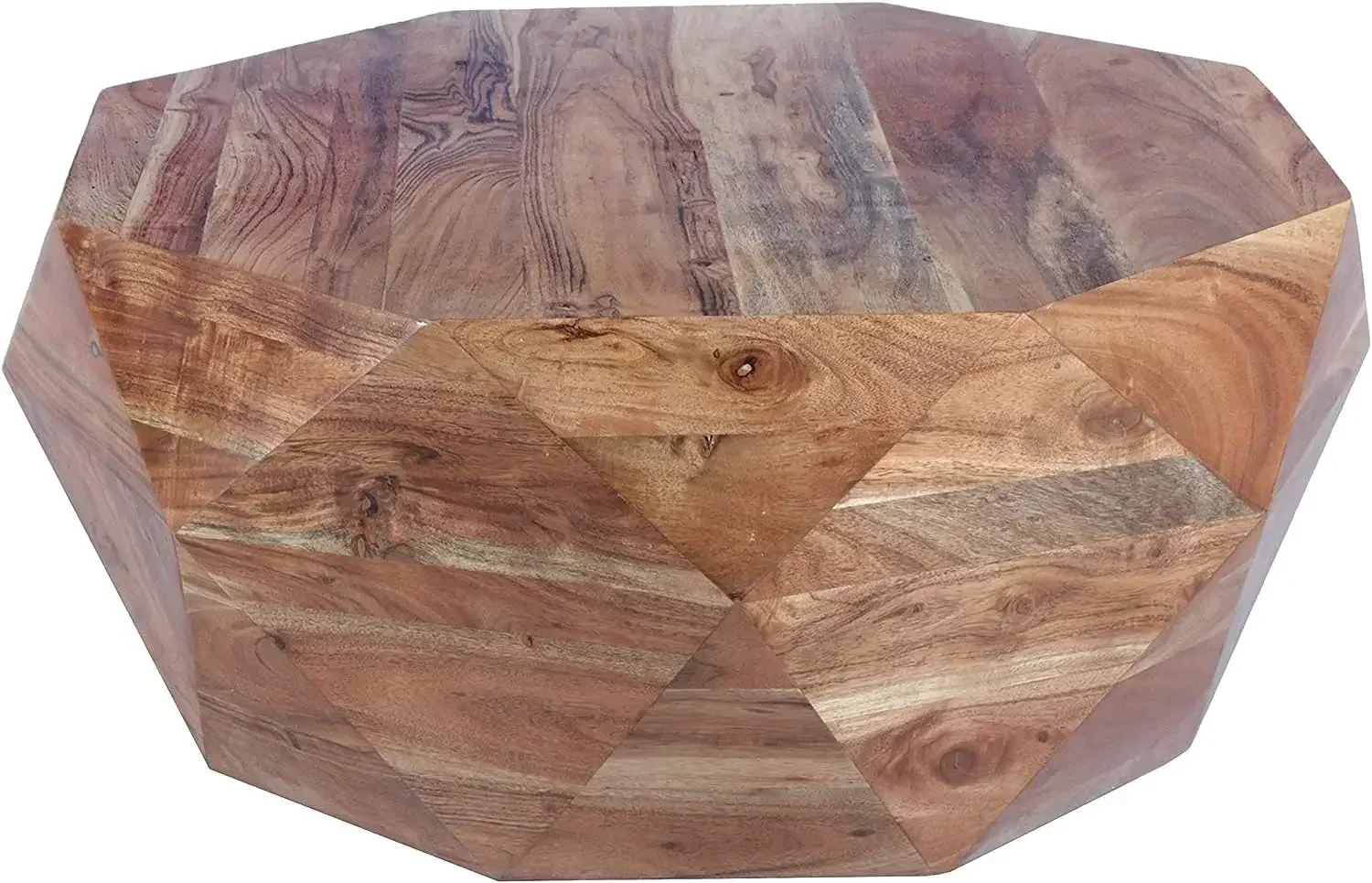 The Urban Port Diamond Shape Acacia Wood Coffee Table with Smooth Top, 33