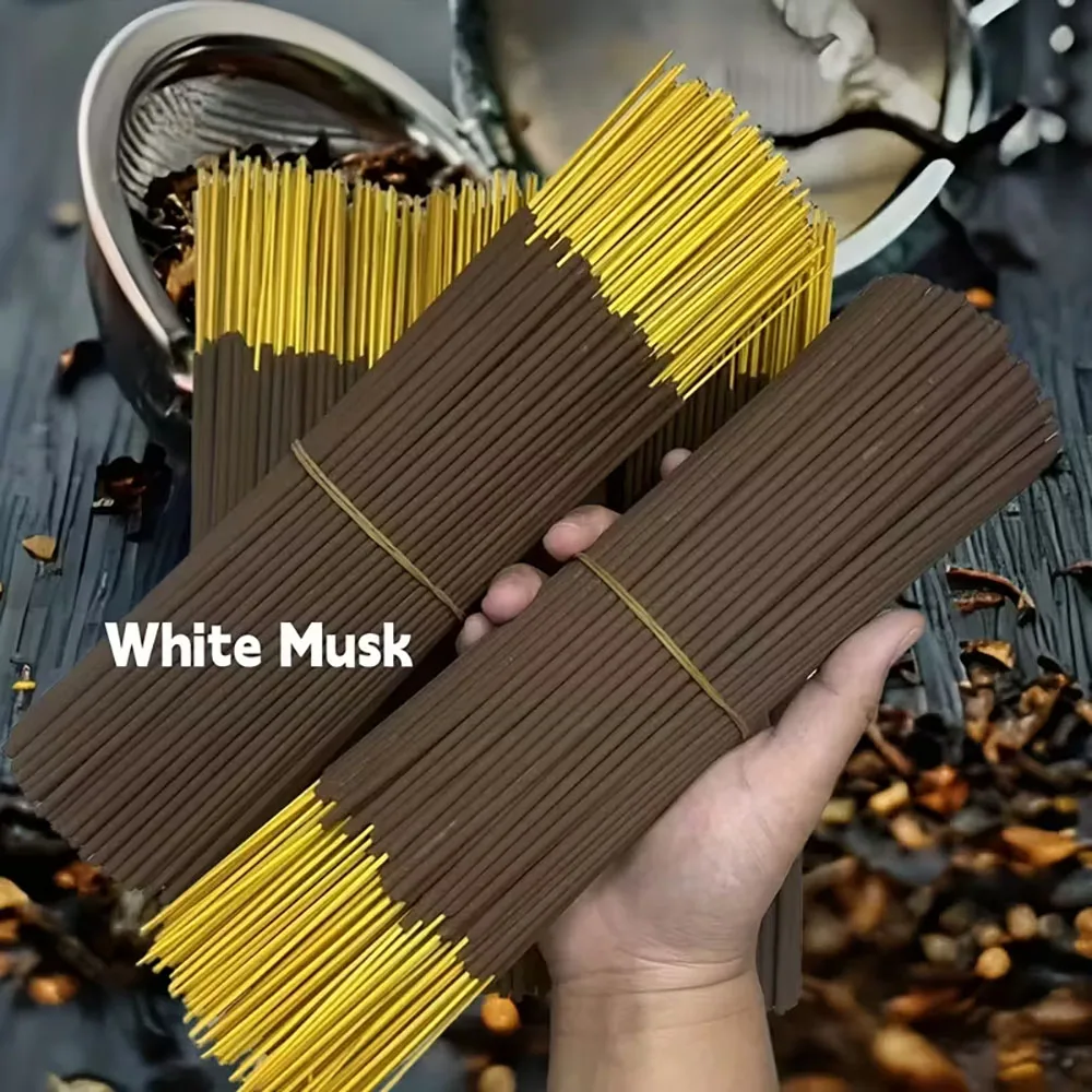 White Musk Incense Sticks, Extended Length - 25.5cm - Suitable for Home, Hotels, Yoga Studios, and Holiday Decorations, Spicy Scent, Feather-Free, Perfect for Christmas, Halloween, Easter, Hanukkah, Thanksgiving, Real Intimate Oil Strawberry and Vanilla, Clove Sticks, Incense Sticks, Incense Holder, Incense, Original Arabic Incense, Original Cambodian Incense, Burning Incense, Incense Cones
