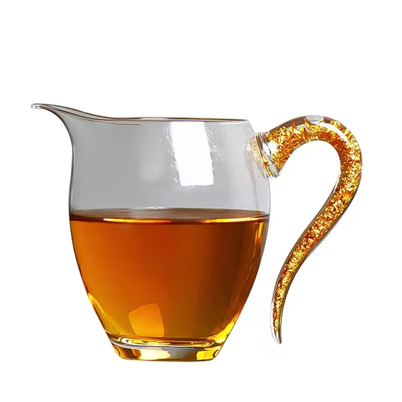 Gold foil crystal glass fair high-end male cup tea dispenser turquoise tea sea pouring teacup model room decorative ornament