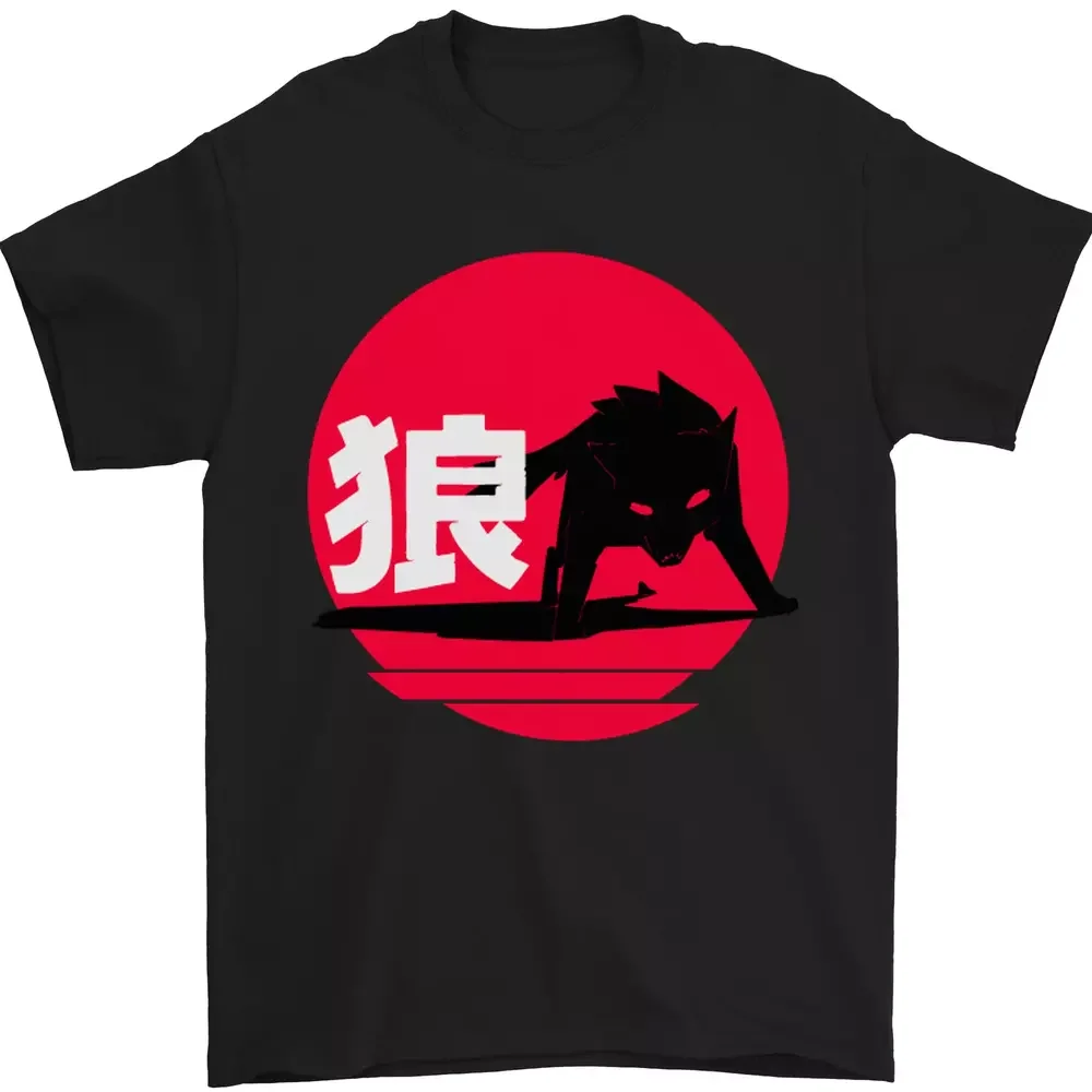 Japanese Wolf Japan Mens T-Shirt 100% Cotton