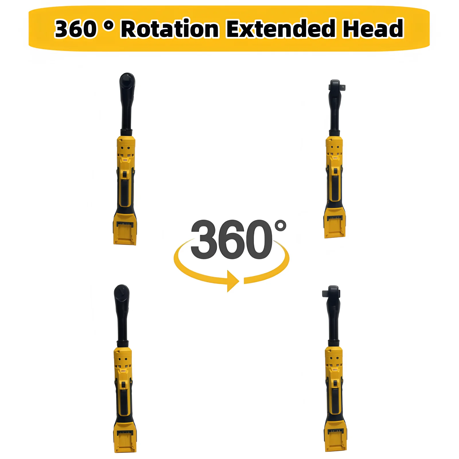 Brushless 6“ Extended Electric Ratchet Wrench 360 ° Rotation 1/2” Head Driver Impact Screw Nut Power Tool For Dewalt 20V Batte