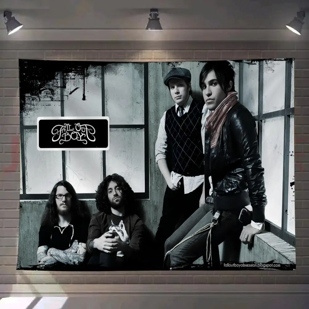 F-FALL OUT BOYS Rock Band Tapestry Custom Living Bedroom Party Dormitory Interior Wall Bohemian Decoration Attached Clip