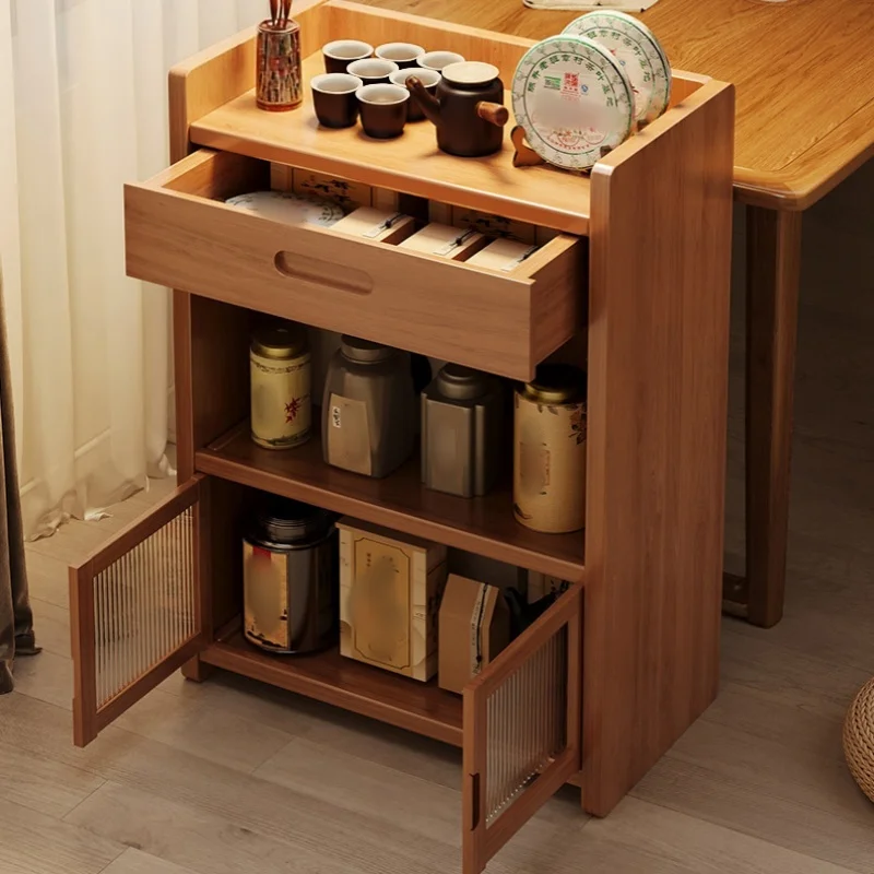 Floor Standing Storage Cabinet Multi-layer Tea Cup Shelf with Drawers household multifunctional Storage Sofa Beside Cabinet New