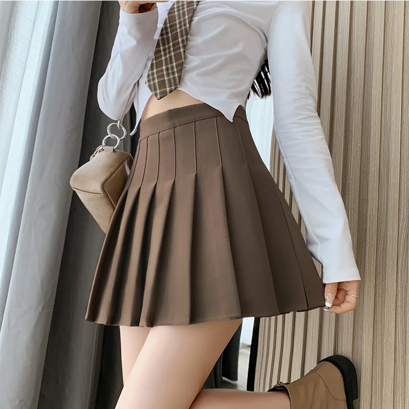 

Pleated Skirt Women's Summer Suit Fabric Short Skirt Japanese High Waist New JK Solid Large Size A-line Lined Shorts Mini Skirts