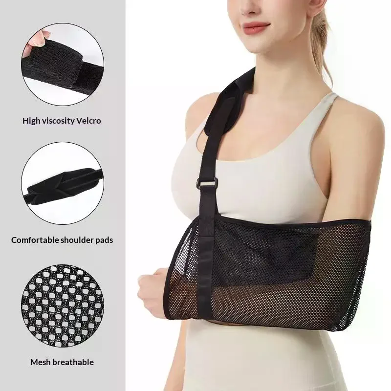 1Pcs Shoulder Dislocation Post Surgery Support Breathable Mesh Arm Sling Adjustable Padded Strap Fracture Recovery No Slip