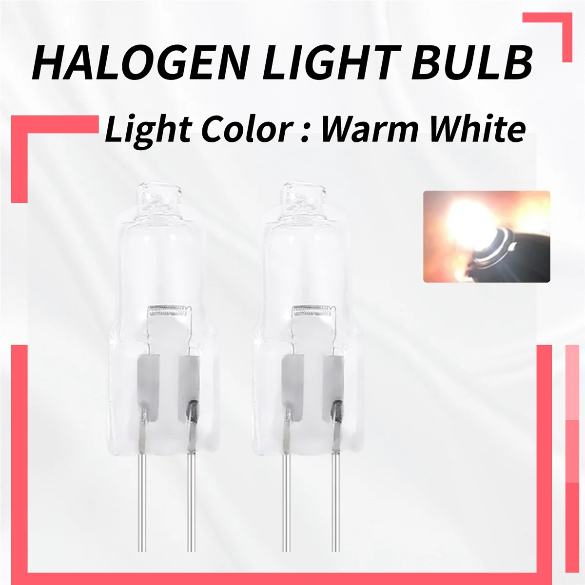 12V 20W Halogen Bulb Warm White Light Lamp Bi-Pin Base 8 Pcs