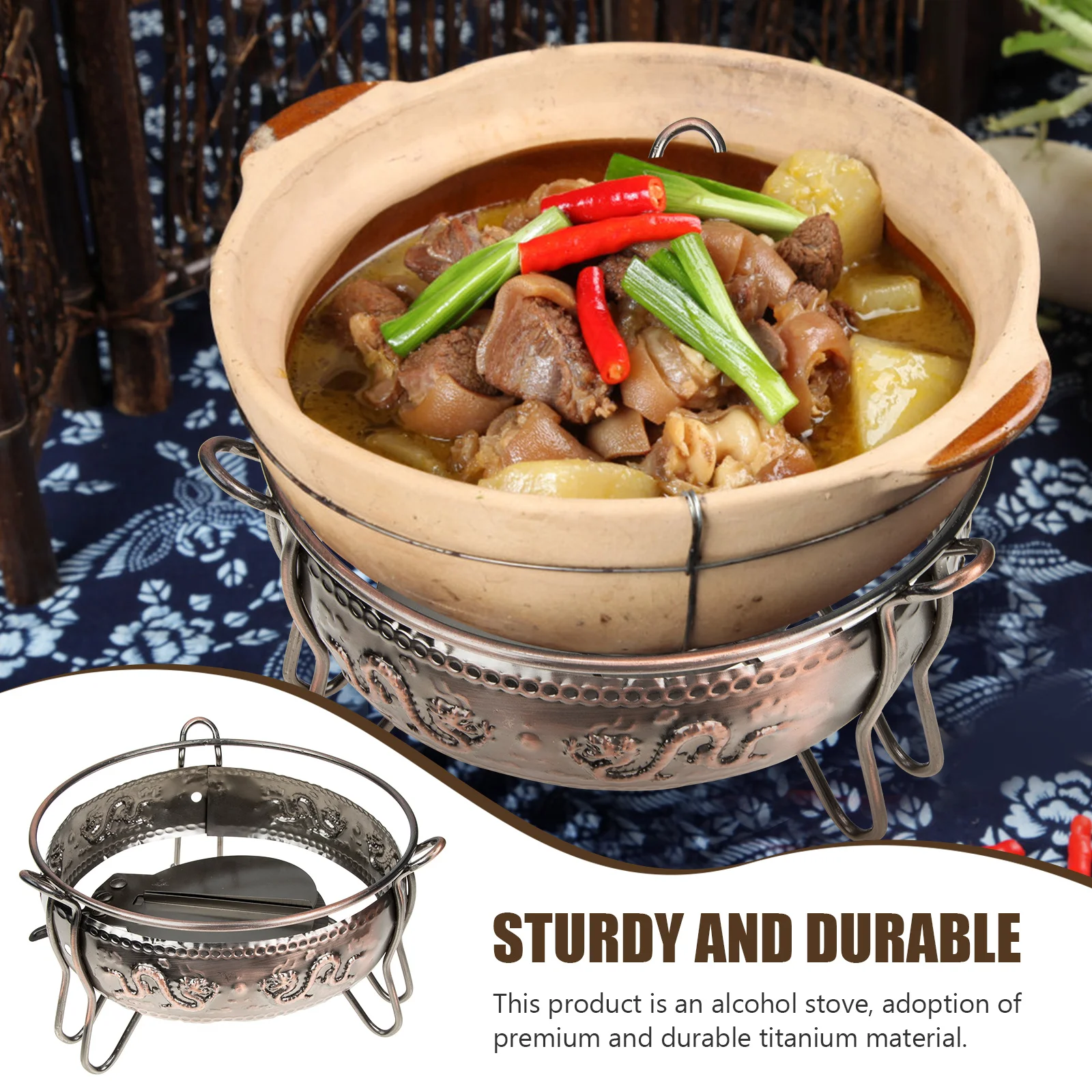 

Bronze Furnace Rugged Light Iron Outdoor Camping Stove Hiking Small Pot Base Alcohol Stove Supplies