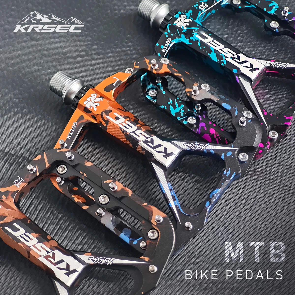 KRSEC Ultraleichte Fahrradpedale BMX ROAD MTB 3-Lager Versiegelte Rutschfeste Aluminiumlegierung Mehrfarbige Fahrradpedale Fahrradzubehör – Detail 1