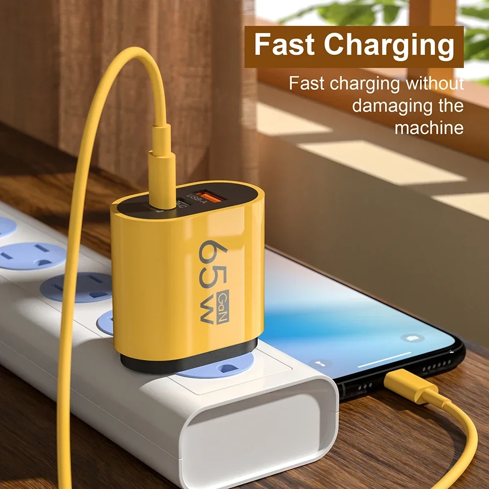 65W GaN Fast Charging Universal USB Type C Phone Charger PD QC3.0 Quick Charge Wall Charger Adapter Block for IPhone Samsung