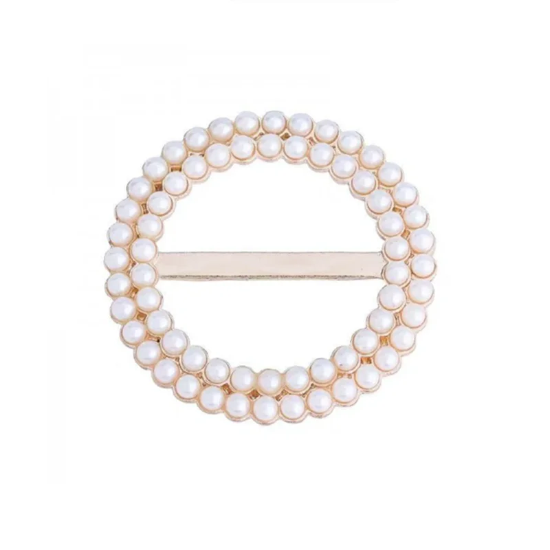 Fashionable Crystal Corner Knot Exquisite Imitation Pearl Brooches Temperament Corner Clothes T-shirt Hem  Decorative Buckle