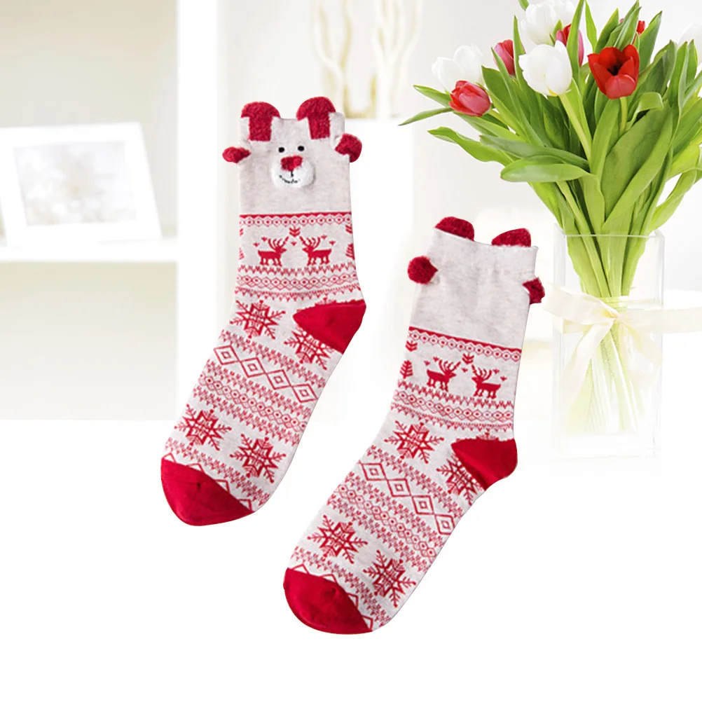 

New Year Red Premium Cotton Warm Slipper Socks For Women Girls Holiday Themed Soft Breathable Long Tube Socks