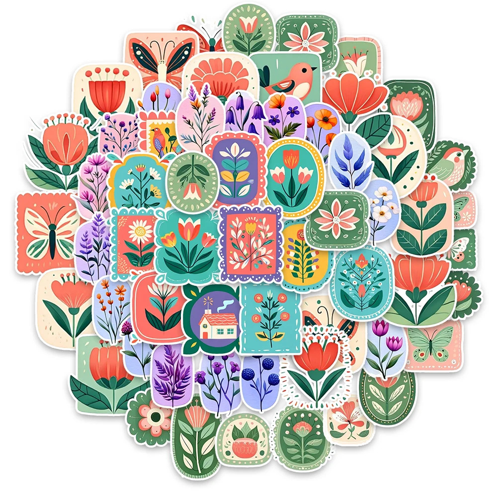 

60 шт./компл., водонепроницаемые наклейки с мультяшными цветами, сделай сам, холодильник, ноутбук, компьютер, украшение для чашки воды, Рождественский подарок, наклейка