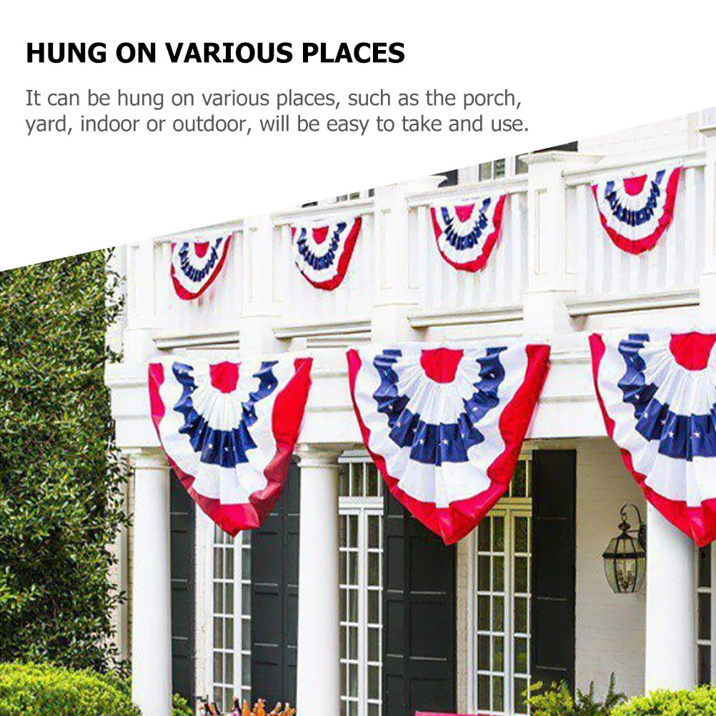 5Pcs Pleated Fan Flag Usa Patriotic Bunting Banner American Festival Party Decoration Hanging Flag Decor Bunting Flags