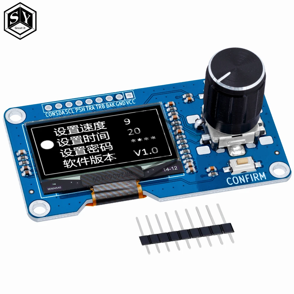 0.96/1.3 inch white oled display screen combined with EC11 rotary encoder module IIC interface for arduino