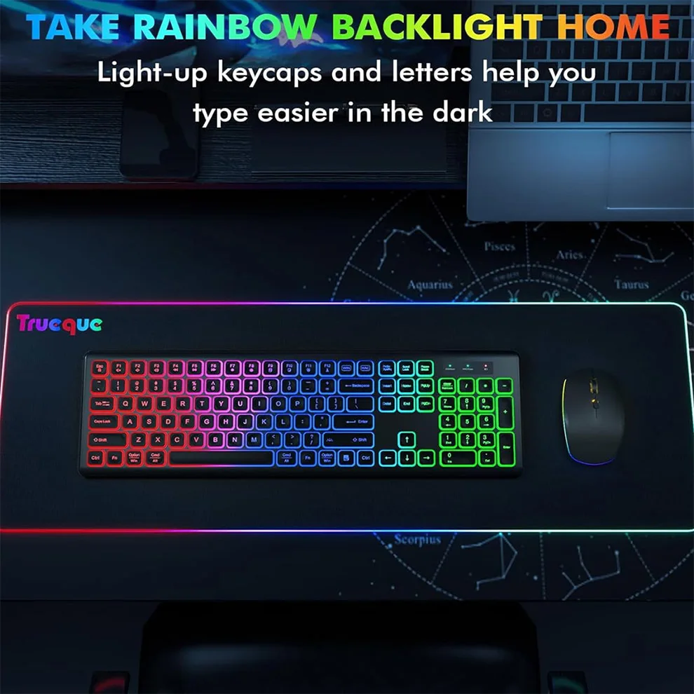 Imagem -04 - Teclado e Mouse Retroiluminado sem Fio Usb tipo c Recarregável Apto para Windowsmac