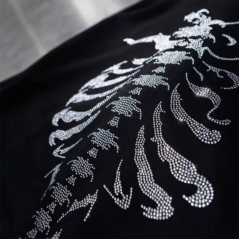 Y2K Rhinestone Skeleton Hoodies men Gothic Black Zip Up Oversized Sweatshirts Female Retro Harajuku Hooded Jacket Streetwear