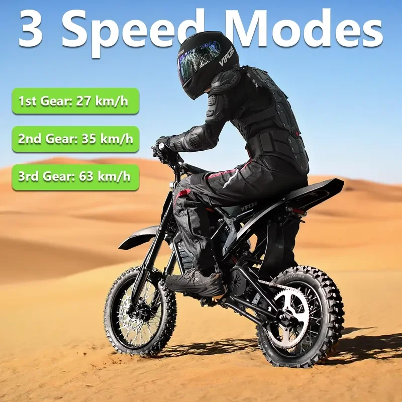 2026 Black Edition Electric Mountain Bike VIPCOO H3 3500W 23AH Off-Road EBike 48V Electric Dirt Bike