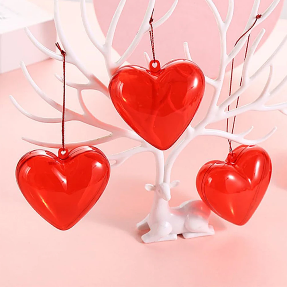 

12 Pcs Love Gift Box Fillable Heart Shaped Ornaments Hanging Decoration Diy Craft Baubles Red Child