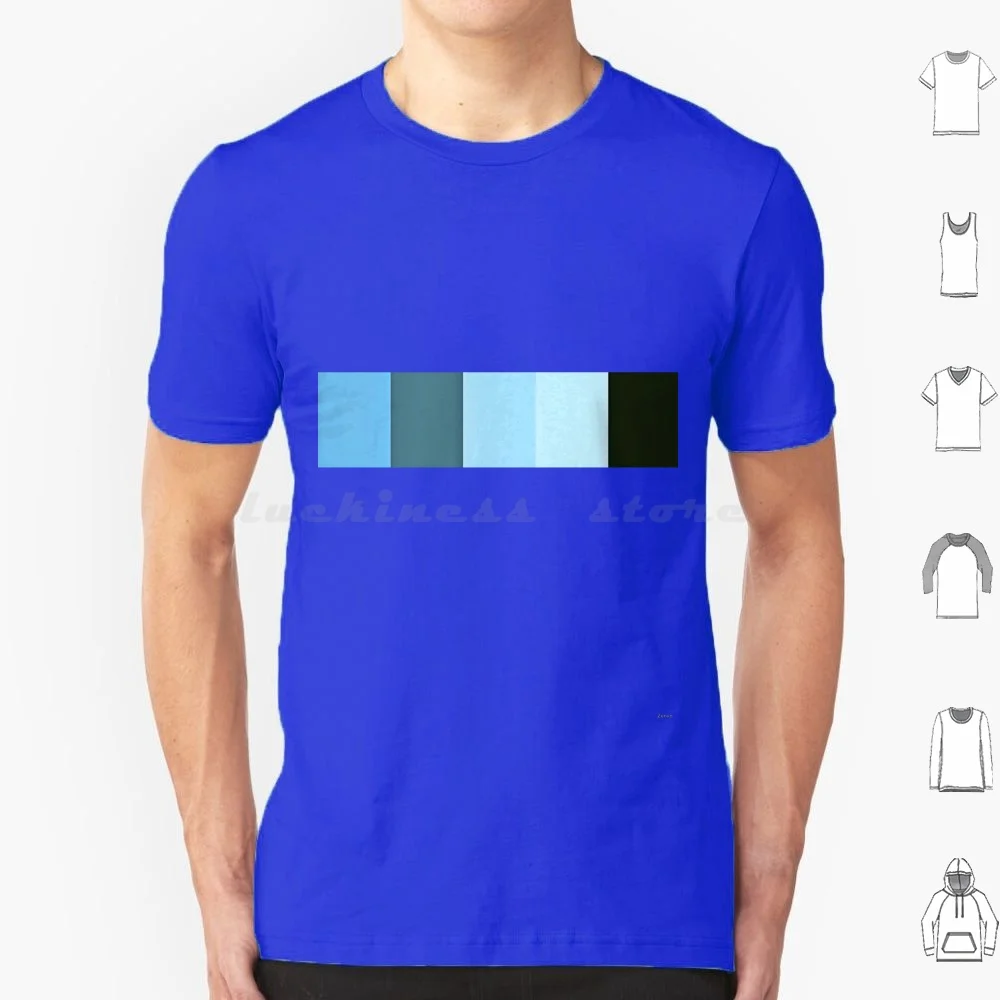 Blue Shade T Shirt Cotton Men Women Diy Print Colour Colourful Blue Black Lines Stripes Graphic Pattern Vertical Ai Ai Art