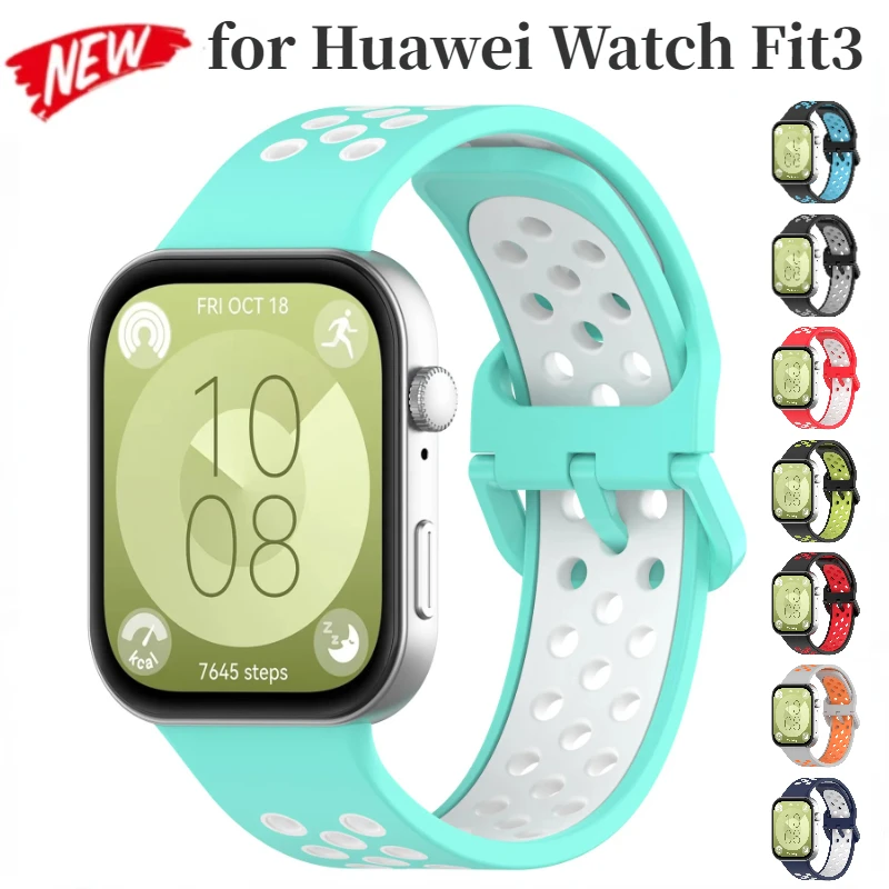 สายรัดข้อมือซิลิโคนสองสีสำหรับนาฬิกา Huawei Fit3นุ่มสบายสายรัดข้อมือสำหรับ Huawei Watch Fit 3เข็มขัดอุปกรณ์เสริม Correa