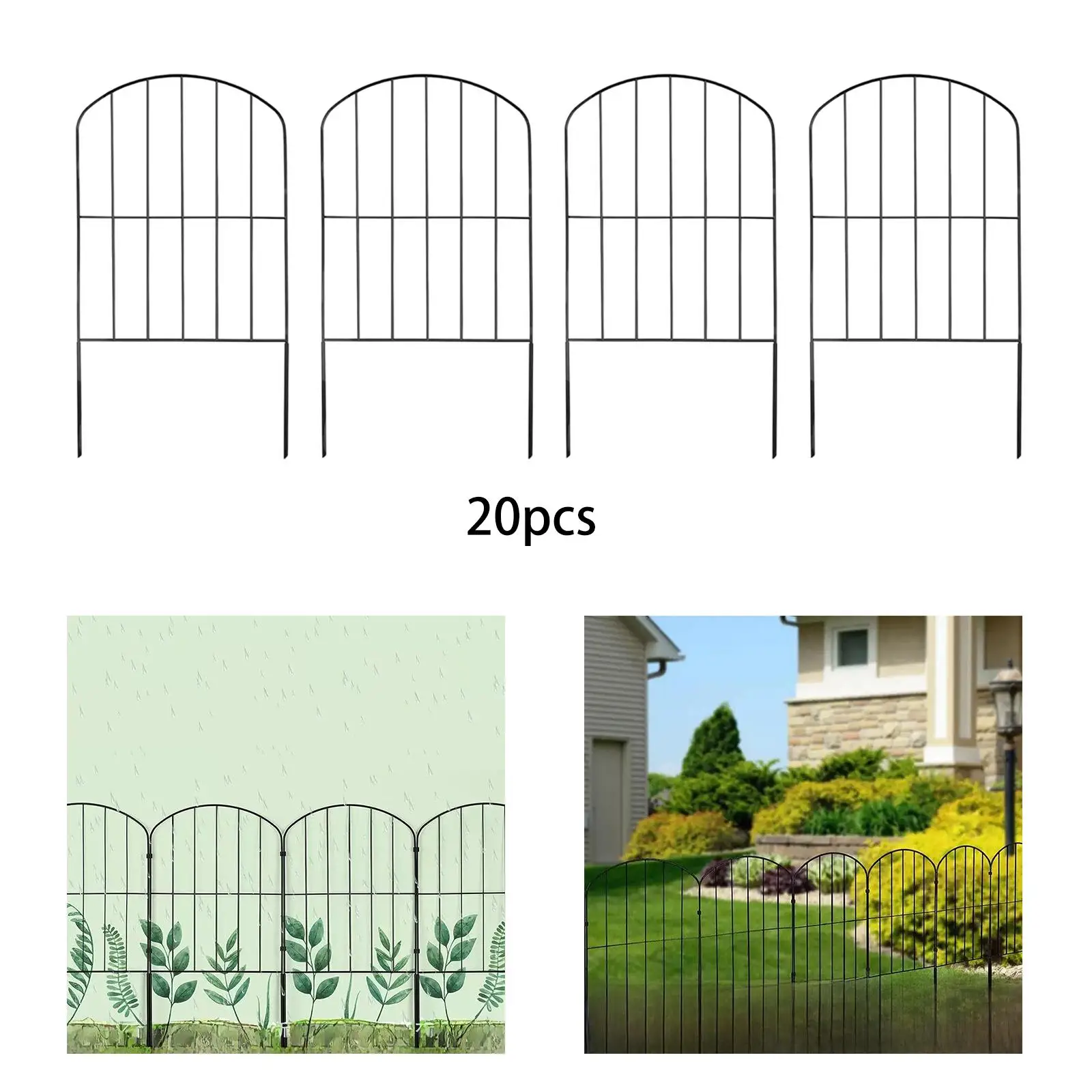 Metal 20Pcs Heavy Duty Garden Fence Panels Outdoor Decorative Landscape Barrier Fences for Flower Beds Yard Lawn Patio Decorativ