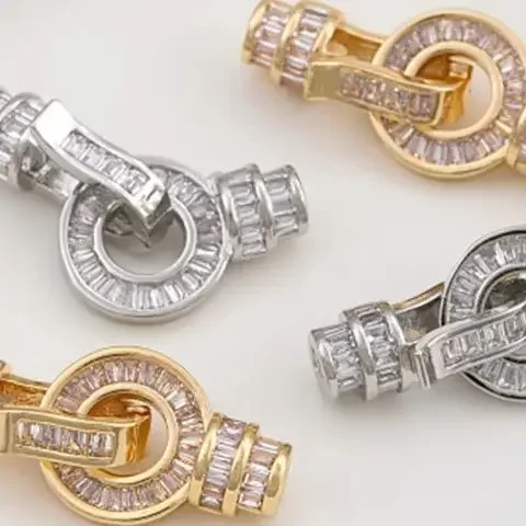 14K الذهب اللون الزركون العالمي مشبك المشبك ل عقد من اللؤلؤ وسوار ذاتي الصنع اليدوية والمجوهرات اتصال حلقة رئيس C001