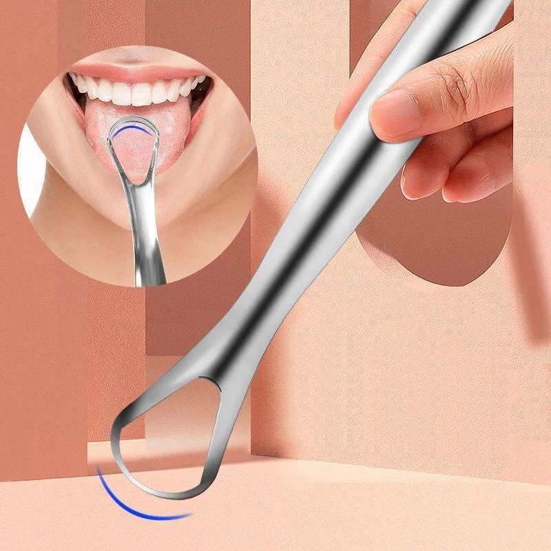 Metal Tongue Scraper Cleaner Fresh Breath Cleaning Brush Stainless Steel Tongue Scraper Cleaner Reusable Oral Mouth Brush Tools