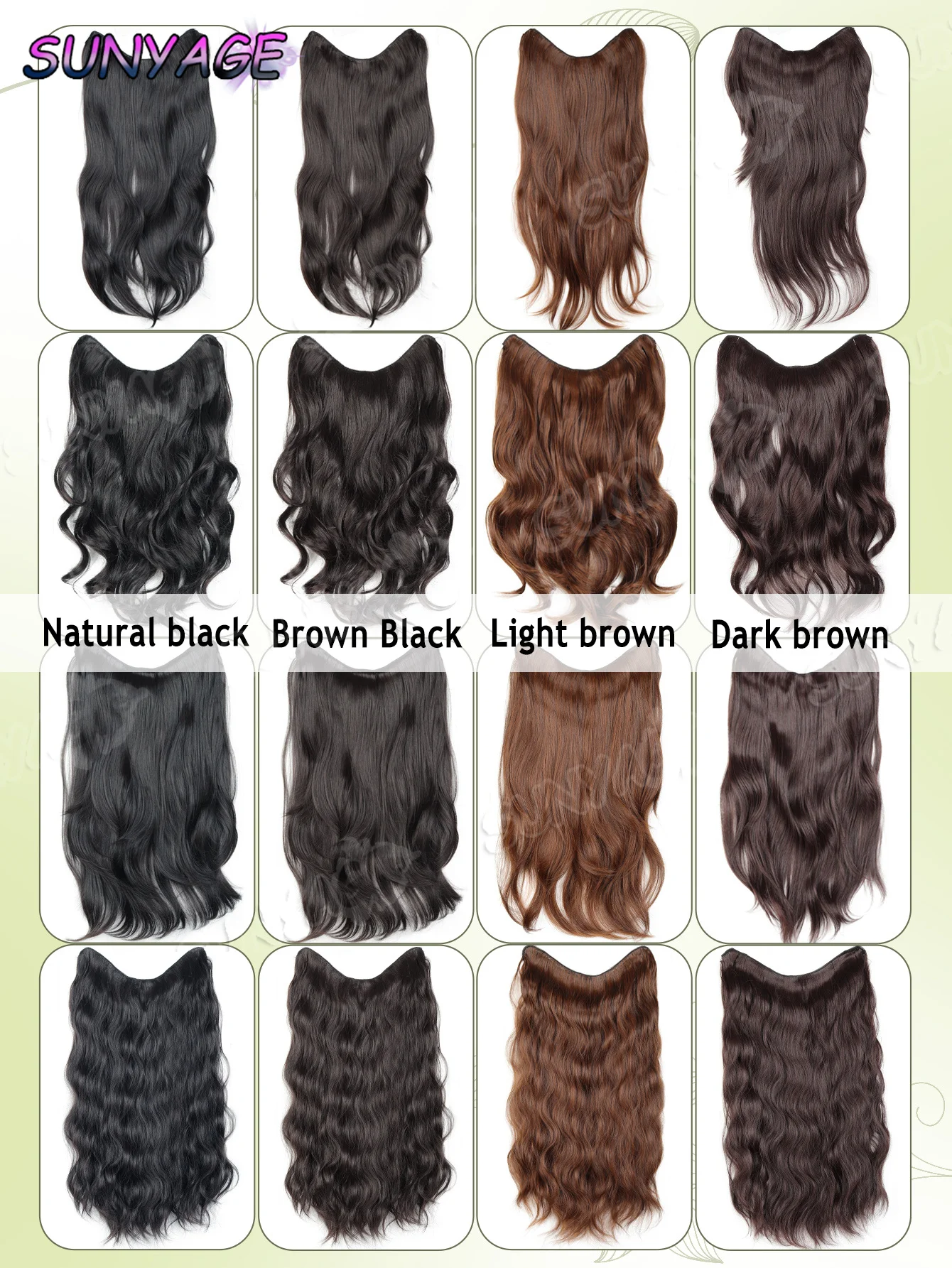 Synthetic Long Wavy Curly 20" Synthetic Hair Extensions 5 Clips Heat Resistant V-shaped Hair Piece Natural Hairstyle For Women - Image 6