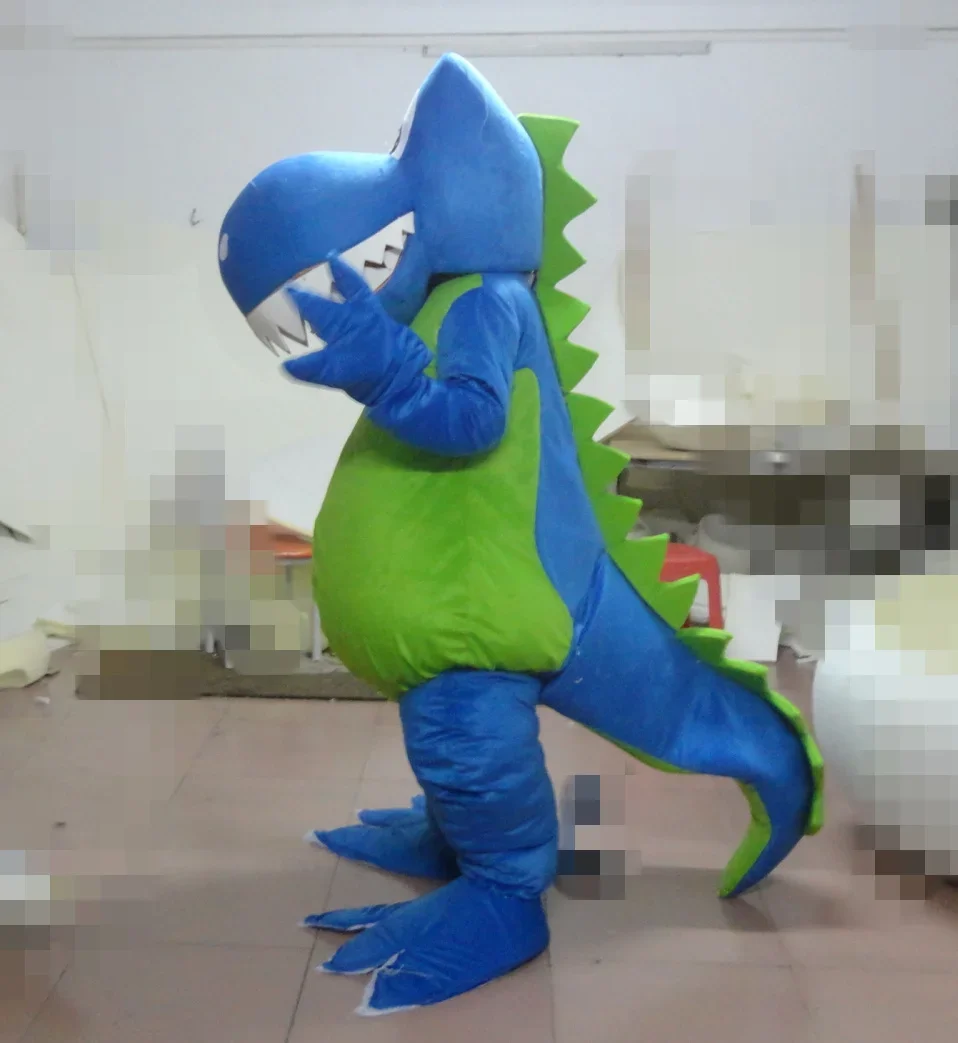 Funny Blue Dragon Mascot Costume Adult Size for Halloween Party Event