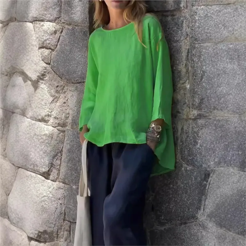 Women Long Sleeve Irregular Hem Blouses & Shirts Autumn New Solid Color Pullover T-shirt Casual Loose Top Women's Blouse